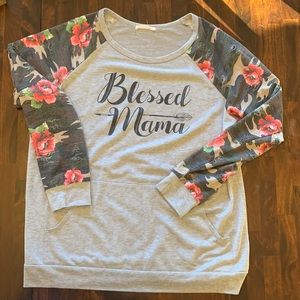 Blessed momma camo sweatshirt